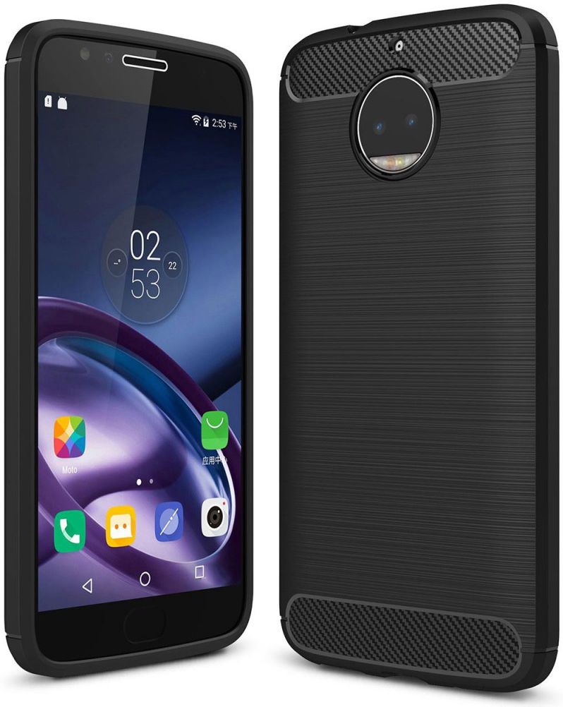 Motorola Moto G5S Plus Geborsteld TPU Hoesje Zwart afbeelding 1