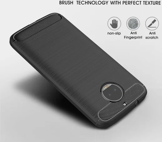 Motorola Moto G5S Plus Geborsteld TPU Hoesje Zwart afbeelding 4