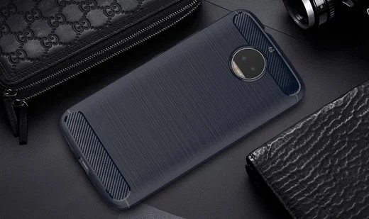 Motorola Moto G5S Plus Geborsteld TPU Hoesje Blauw afbeelding 2