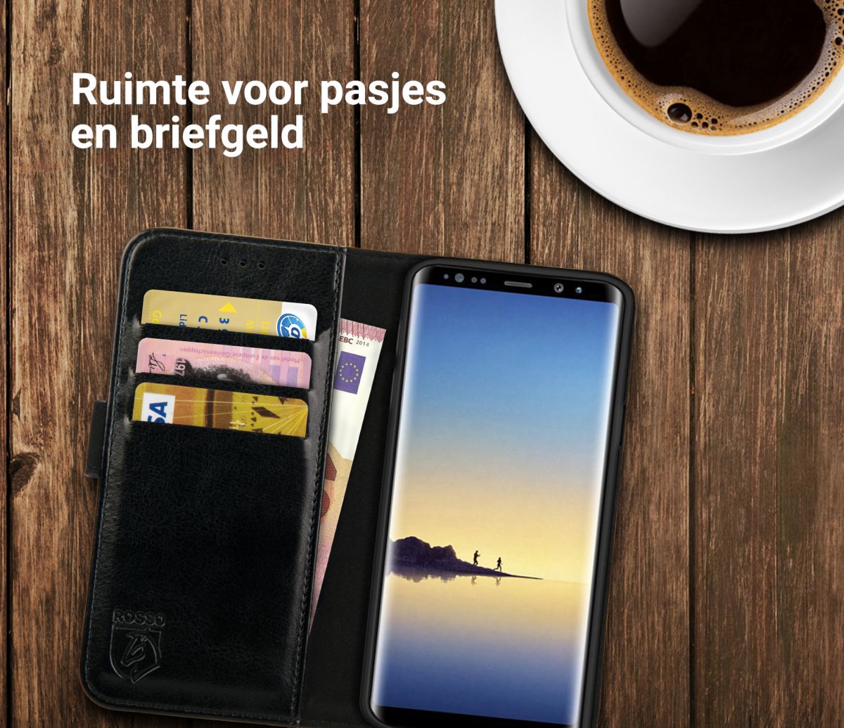 Rosso Element Samsung Galaxy Note 8 Hoesje Book Cover Zwart afbeelding 9