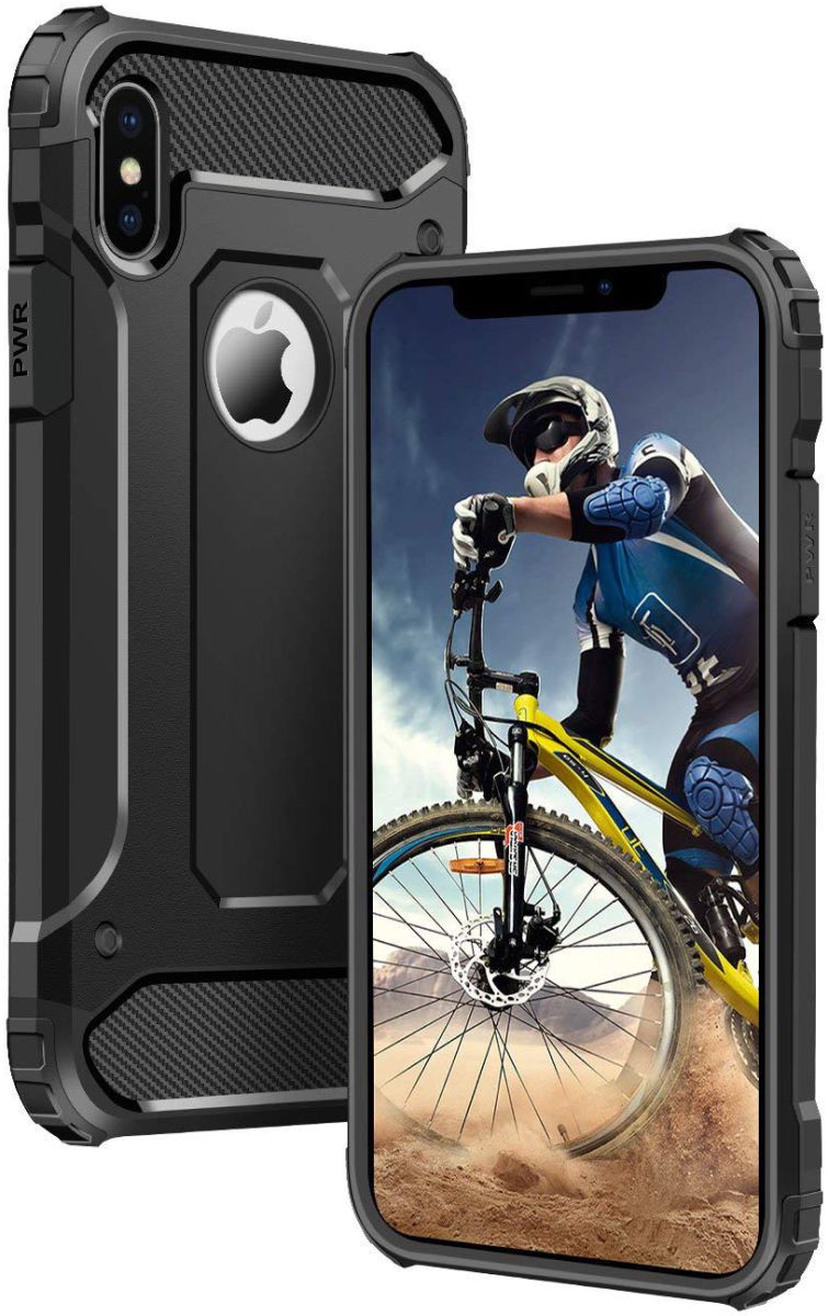 Apple IPhone X/XS Hoesje Shock Proof Hybride Backcover Zwart afbeelding 1
