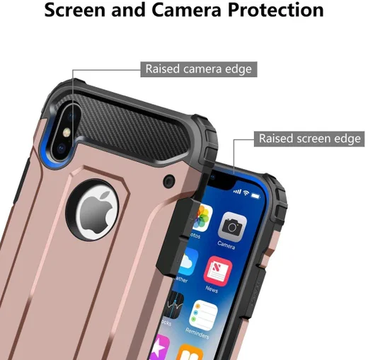 Apple iPhone X Schokbestendig Hybride Hoesje Roze Goud afbeelding 5