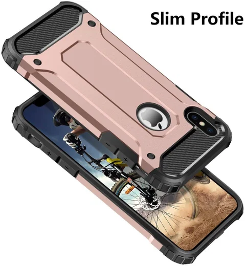 Apple iPhone X Schokbestendig Hybride Hoesje Roze Goud afbeelding 7