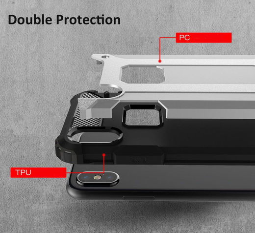 Apple IPhone X/XS Hoesje Shock Proof Hybride Backcover Zilver afbeelding 6