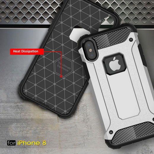 Apple IPhone X/XS Hoesje Shock Proof Hybride Backcover Zilver afbeelding 7