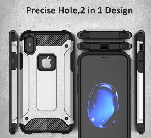 Apple IPhone X/XS Hoesje Shock Proof Hybride Backcover Zilver afbeelding 5