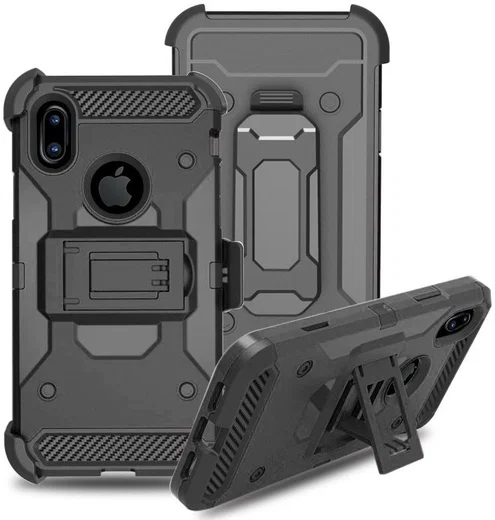 Apple iPhone X Hybride Kickstand Hoesje Zwart afbeelding 1