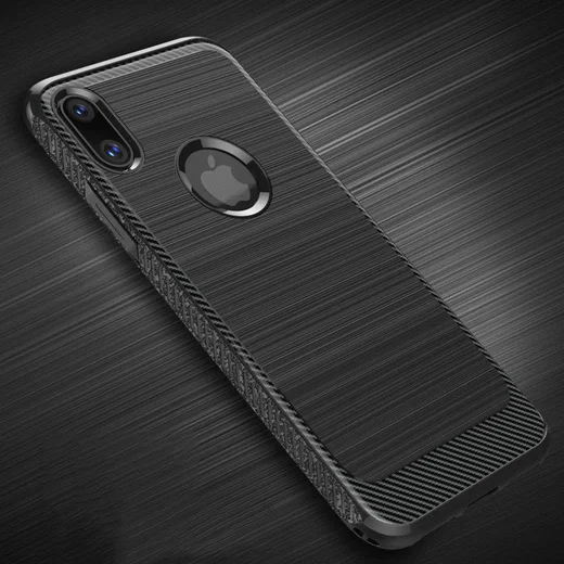 Apple iPhone X Robuust Geborsteld TPU Hoesje Zwart afbeelding 7