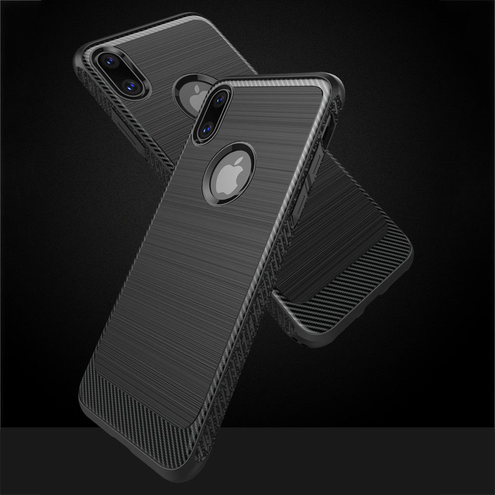 Apple iPhone X Robuust Geborsteld TPU Hoesje Zwart afbeelding 5
