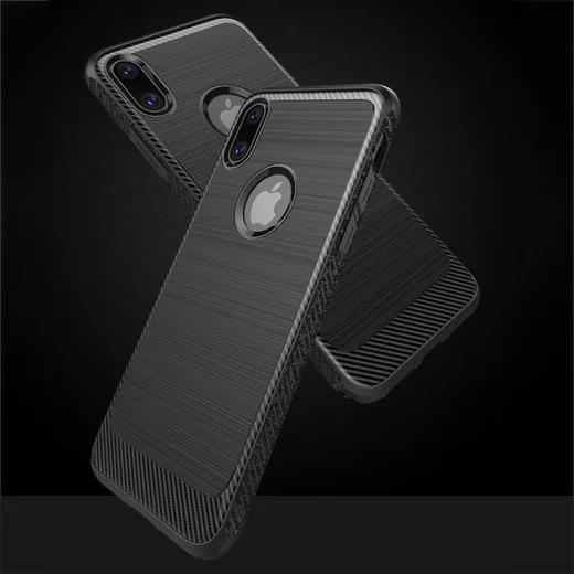 Apple iPhone X Robuust Geborsteld TPU Hoesje Zwart afbeelding 5