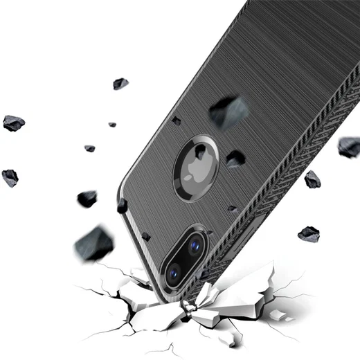 Apple iPhone X Robuust Geborsteld TPU Hoesje Zwart afbeelding 4