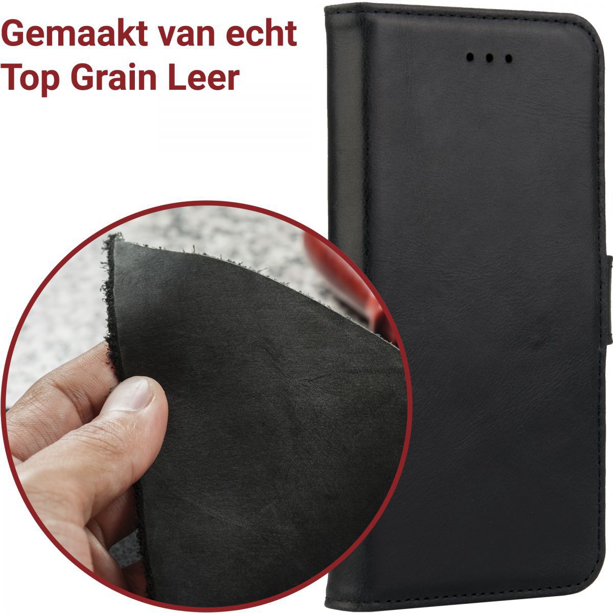 Rosso Deluxe Samsung Galaxy Note 8 Hoesje Echt Leer Book Case Zwart afbeelding 9