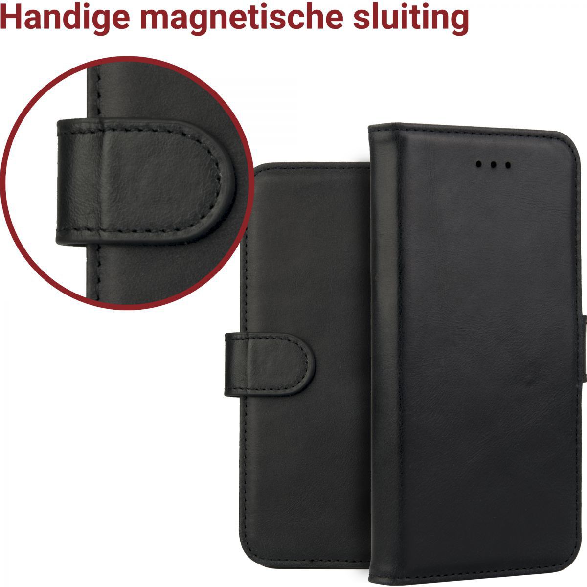 Rosso Deluxe Samsung Galaxy Note 8 Hoesje Echt Leer Book Case Zwart afbeelding 10