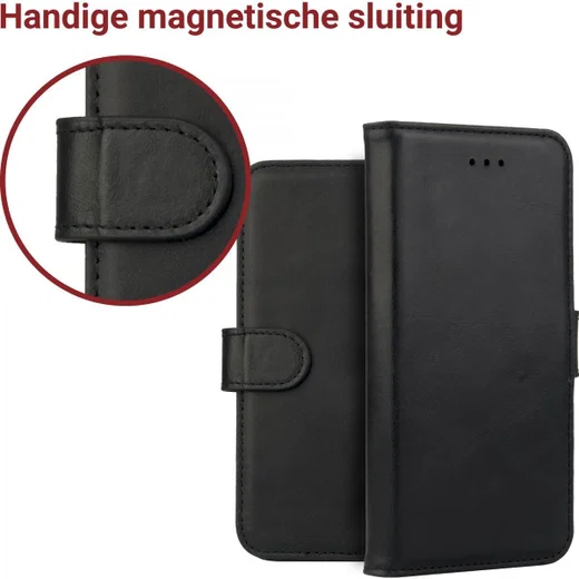 Rosso Deluxe Samsung Galaxy Note 8 Hoesje Echt Leer Book Case Zwart afbeelding 10