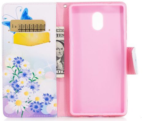 Nokia 3 Portemonnee Hoesje Print Bloemen &amp; Vlinder afbeelding 2