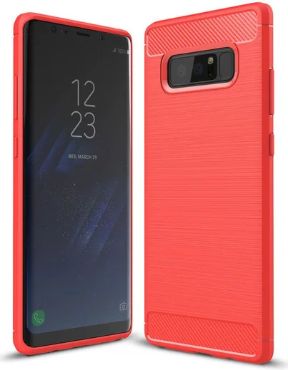 Samsung Galaxy Note 8 Geborsteld TPU Hoesje Rood afbeelding 1