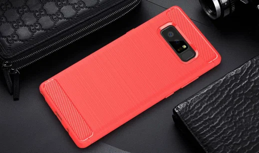 Samsung Galaxy Note 8 Geborsteld TPU Hoesje Rood afbeelding 2
