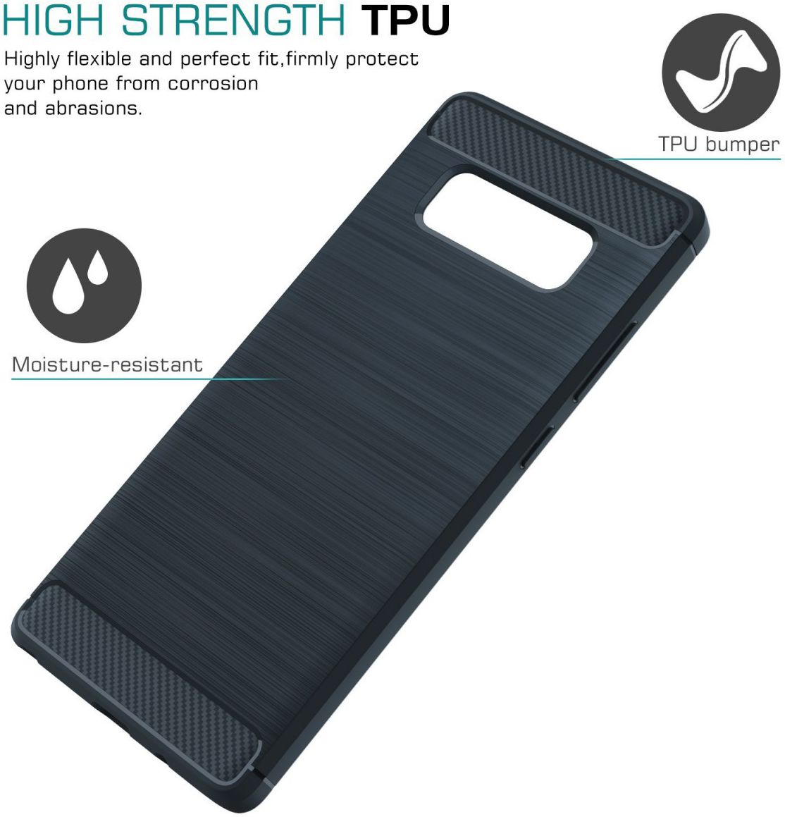 Samsung Galaxy Note 8 Geborsteld TPU Hoesje Blauw afbeelding 2