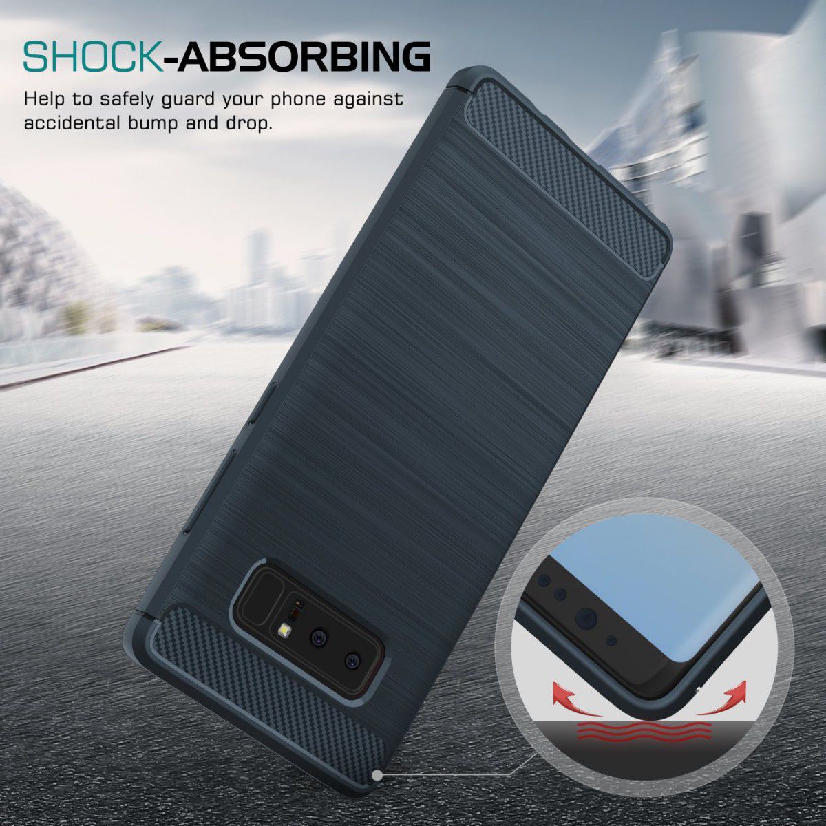 Samsung Galaxy Note 8 Geborsteld TPU Hoesje Blauw afbeelding 3