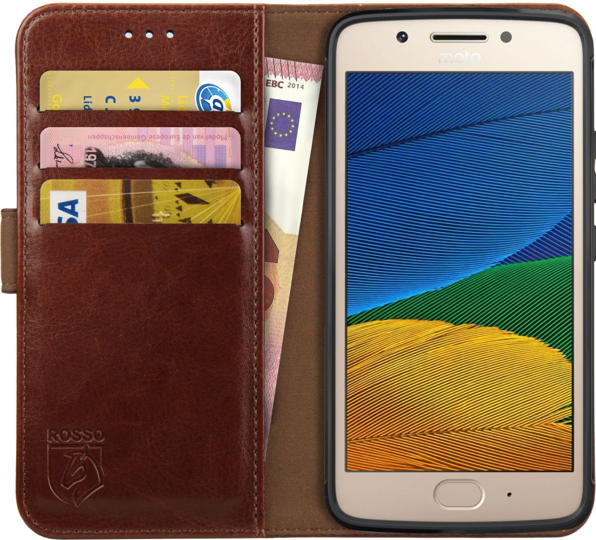 Rosso Element Motorola Moto G5s Hoesje Book Cover Bruin afbeelding 1