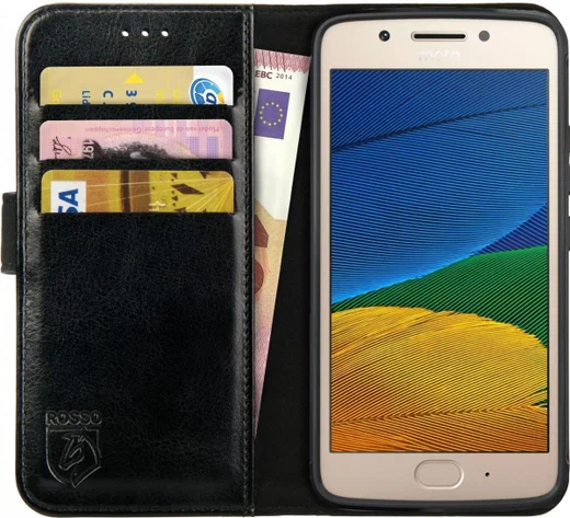 Rosso Element Motorola Moto G5s Plus Hoesje Book Cover Zwart afbeelding 1