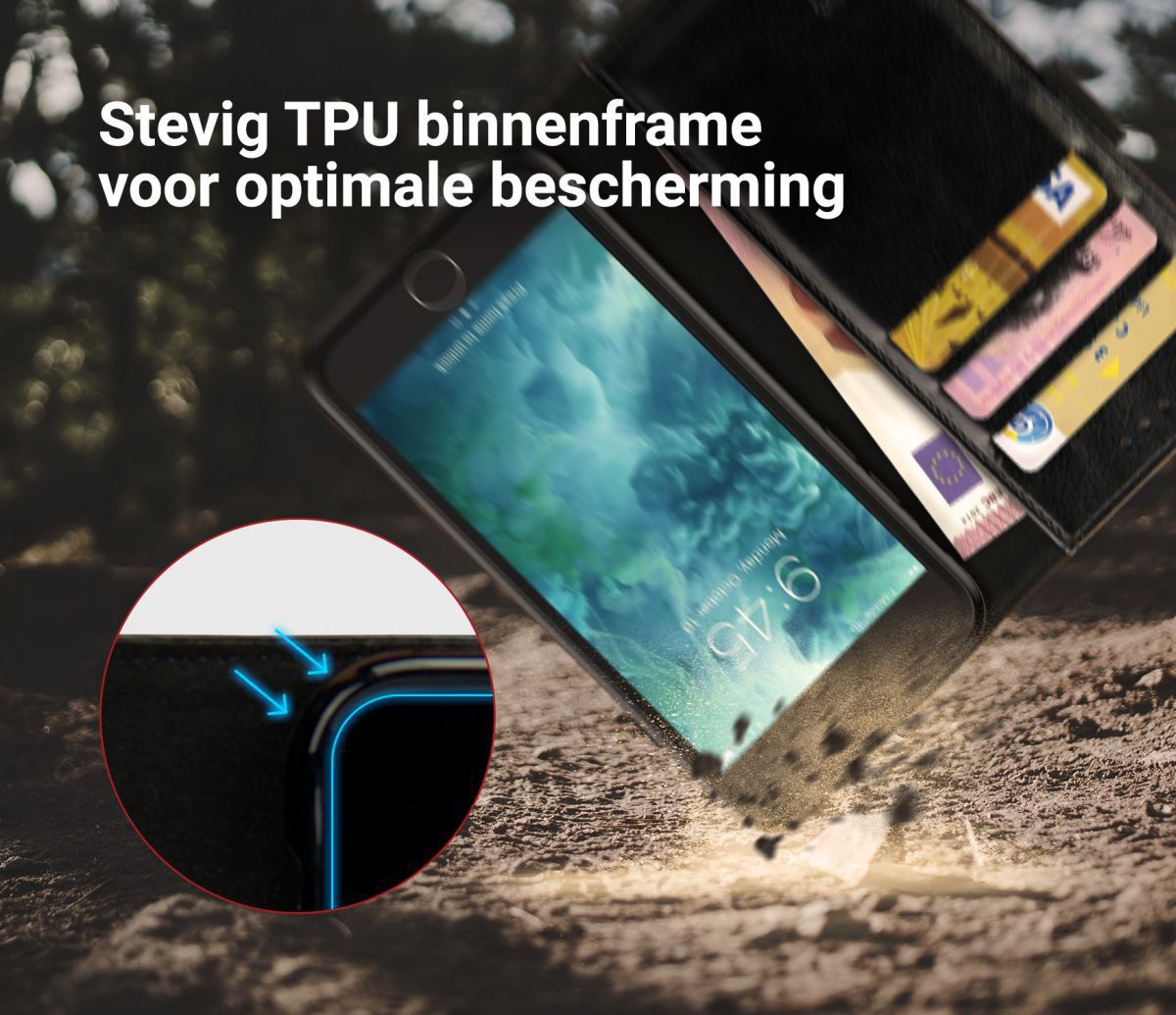 Rosso Element Apple iPhone 6 / 6S Hoesje Book Cover Zwart afbeelding 9