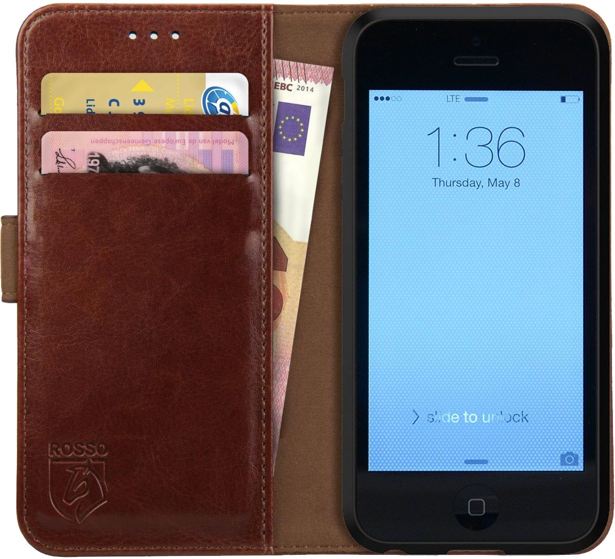 Rosso Element Apple iPhone 5C Hoesje Book Cover Bruin afbeelding 1