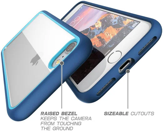 Apple iPhone SE (2020) Hoesje Transparant met Shock Proof Bumper Blauw afbeelding 4