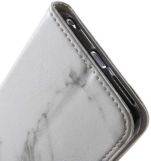 Apple iPhone 6S Marmer Portemonnee Hoesje Wit afbeelding 7
