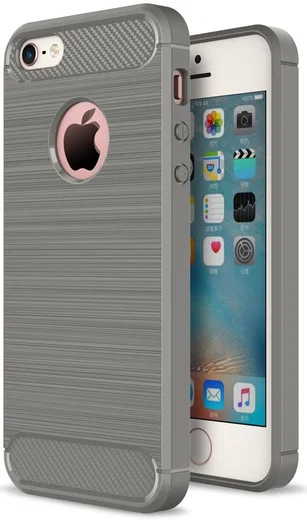 Apple iPhone 5(S)/SE Geborsteld TPU Hoesje Grijs afbeelding 2