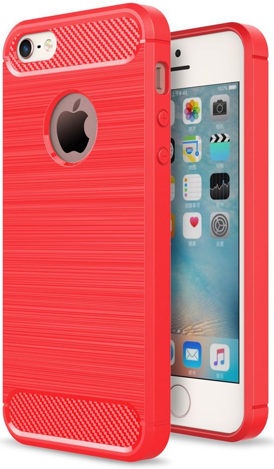 Apple iPhone 5(S)/SE Geborsteld TPU Hoesje Rood afbeelding 1
