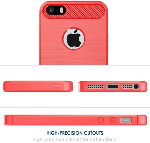 Apple iPhone 5(S)/SE Geborsteld TPU Hoesje Rood afbeelding 7