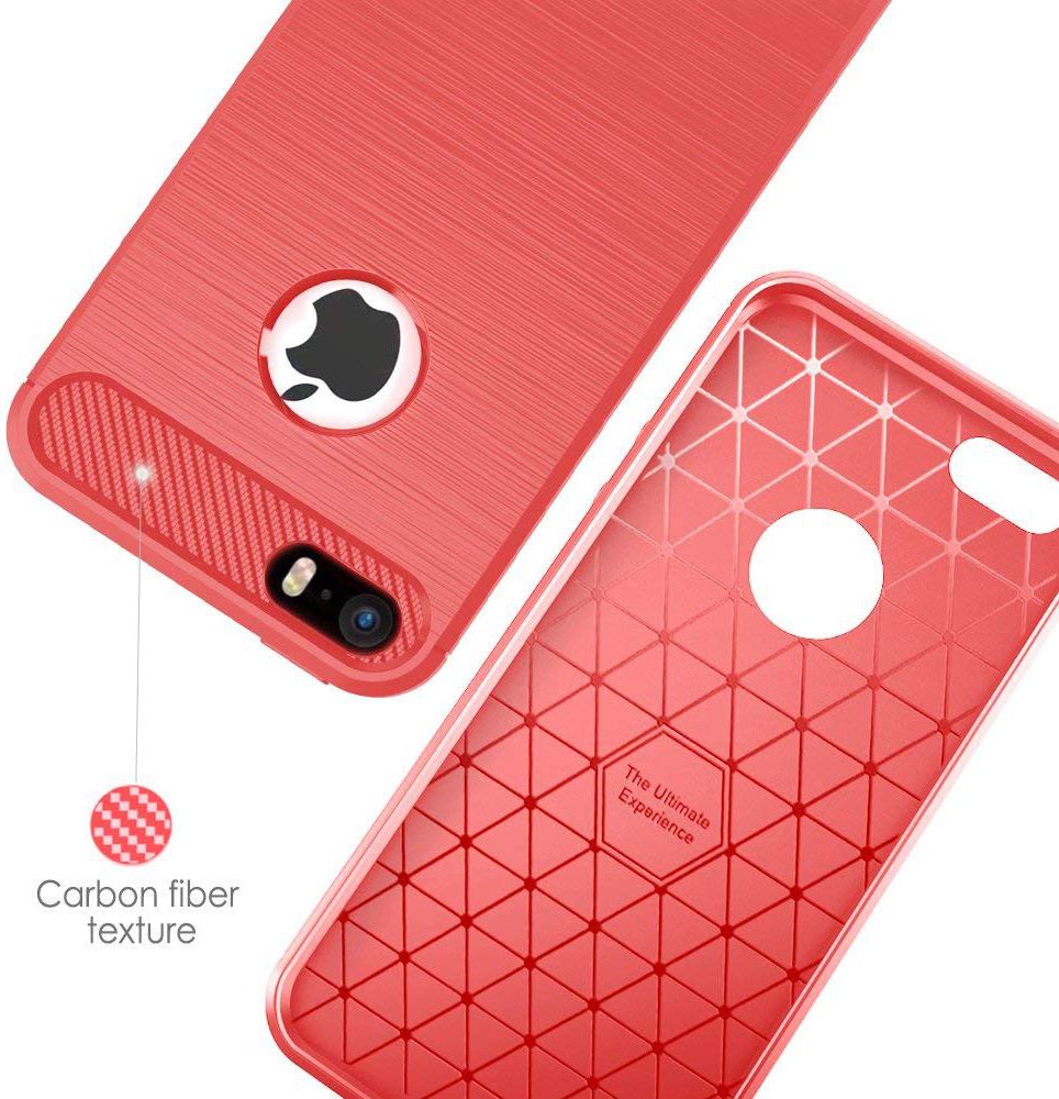 Apple iPhone 5(S)/SE Geborsteld TPU Hoesje Rood afbeelding 4