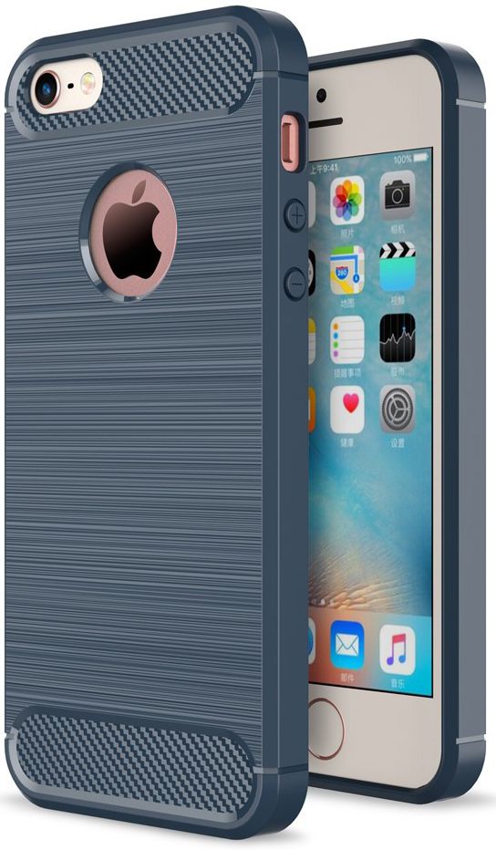 Apple iPhone 5(S)/SE Geborsteld TPU Hoesje Blauw afbeelding 1