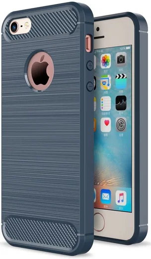 Apple iPhone 5(S)/SE Geborsteld TPU Hoesje Blauw afbeelding 1
