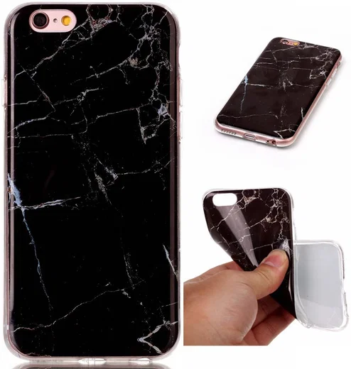 Apple iPhone 6 / 6S TPU Hoesje Marmer Zwart afbeelding 1