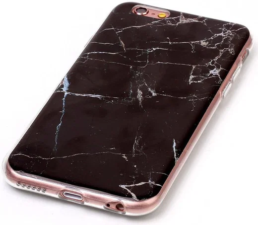 Apple iPhone 6 / 6S TPU Hoesje Marmer Zwart afbeelding 4