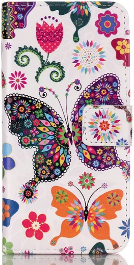 Apple iPhone 5/5s/SE Portemonnee Hoesje met Vlinder Print afbeelding 1