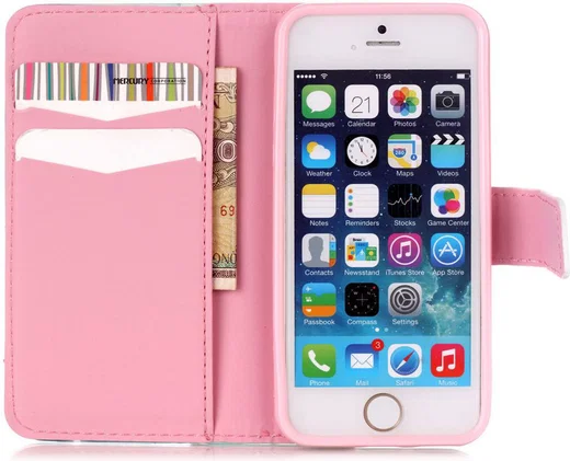 Apple iPhone 5/5s/SE Portemonnee Hoesje met Vlinder Print afbeelding 2