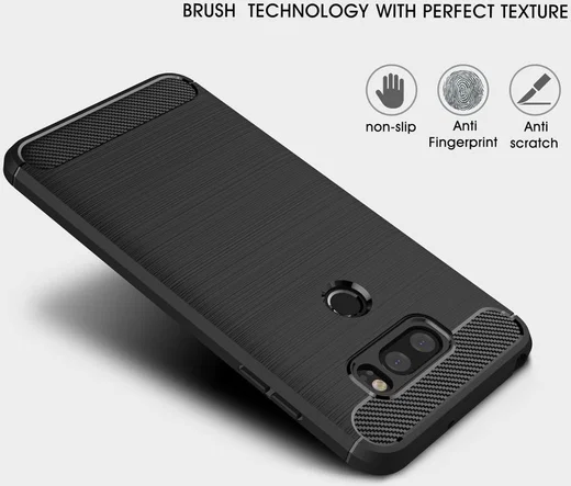 LG V30 / V30S Geborsteld TPU Hoesje Zwart afbeelding 6