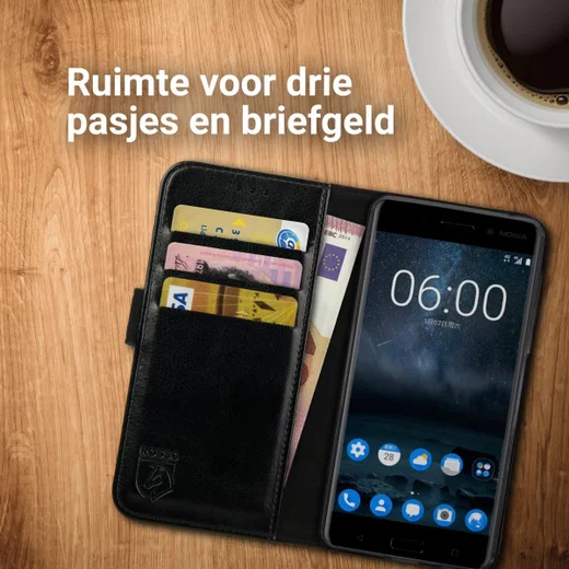 Rosso Element Nokia 8 Hoesje Book Cover Zwart afbeelding 5