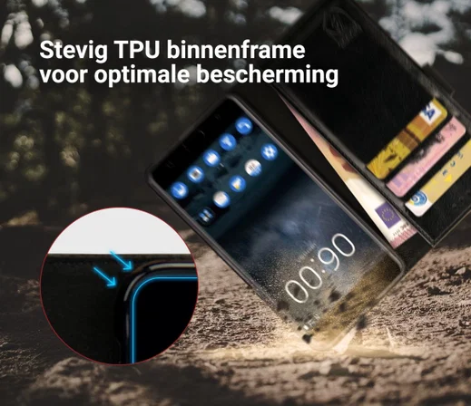 Rosso Element Nokia 8 Hoesje Book Cover Zwart afbeelding 8