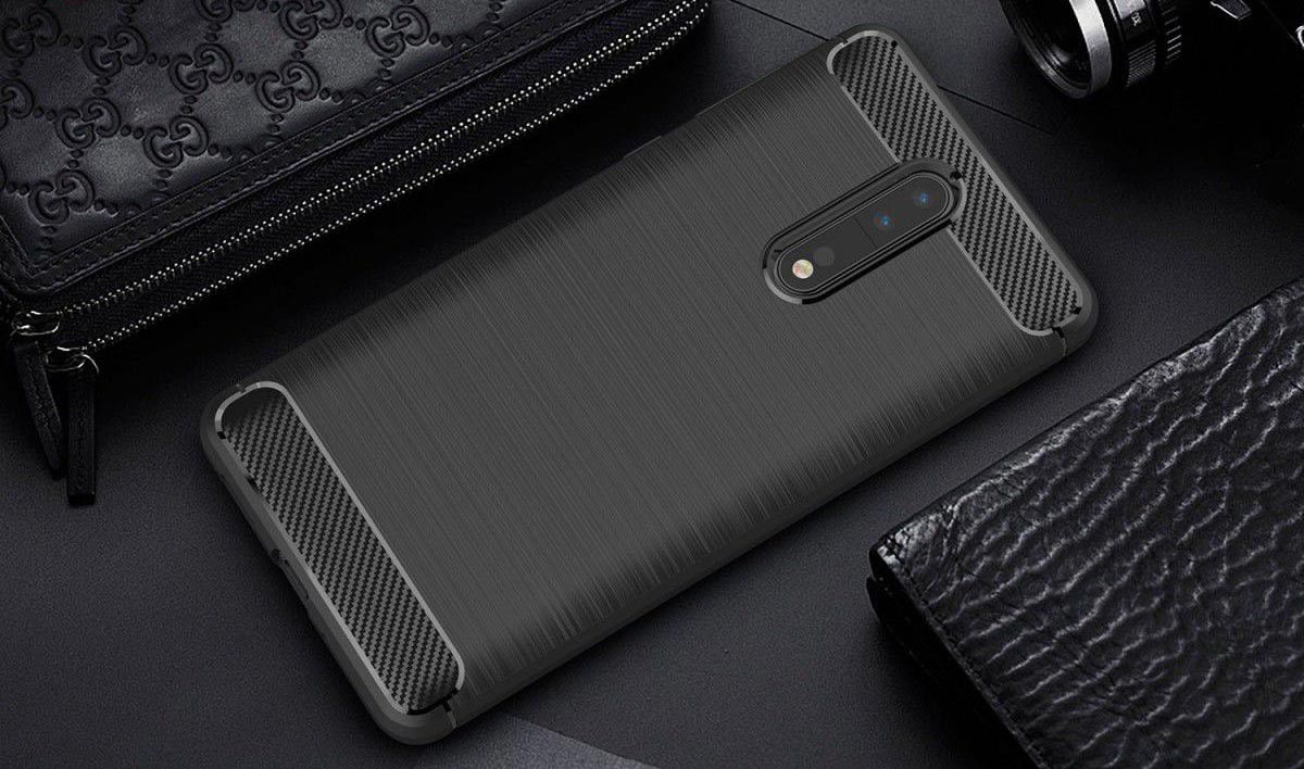 Nokia 8 Geborsteld TPU Hoesje Zwart afbeelding 10