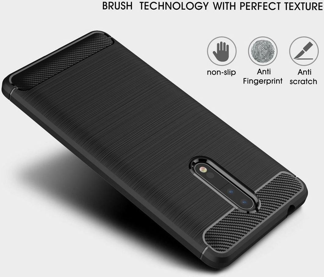 Nokia 8 Geborsteld TPU Hoesje Zwart afbeelding 7