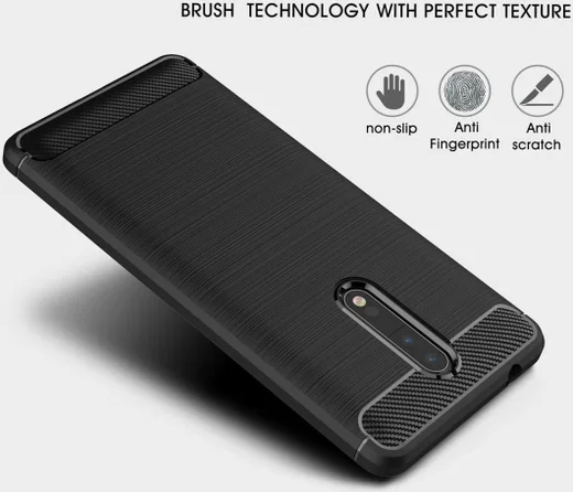 Nokia 8 Geborsteld TPU Hoesje Zwart afbeelding 7