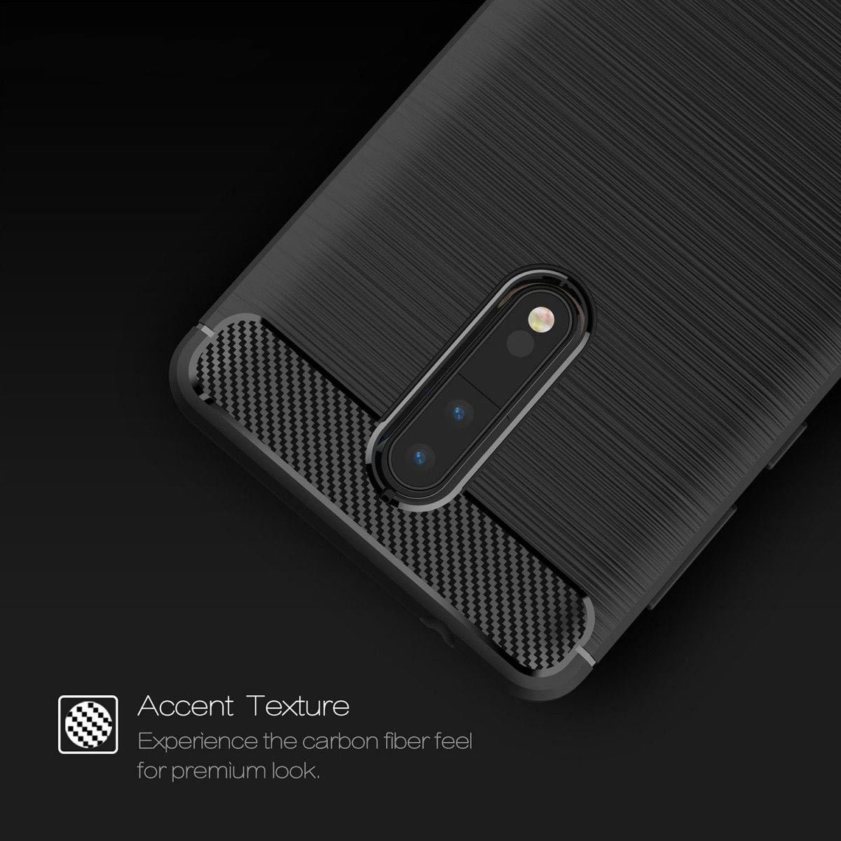 Nokia 8 Geborsteld TPU Hoesje Zwart afbeelding 9