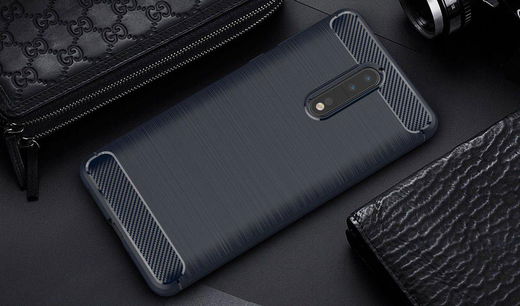 Nokia 8 Geborsteld TPU Hoesje Blauw afbeelding 4