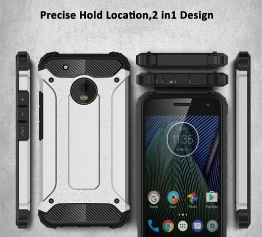 Motorola Moto G5 Hybride Hoesje Grijs afbeelding 5