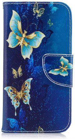 Samsung Galaxy A3 (2017) Portemonnee Hoesje met Vlinders Print Blauw afbeelding 1