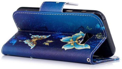Samsung Galaxy A3 (2017) Portemonnee Hoesje met Vlinders Print Blauw afbeelding 4